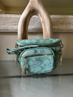 Coach Navy Cherry Print Mini Shoulder Bag