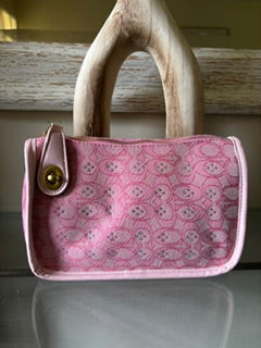 Coach Pink Embossed Floral Canvas Mini Tote Bag